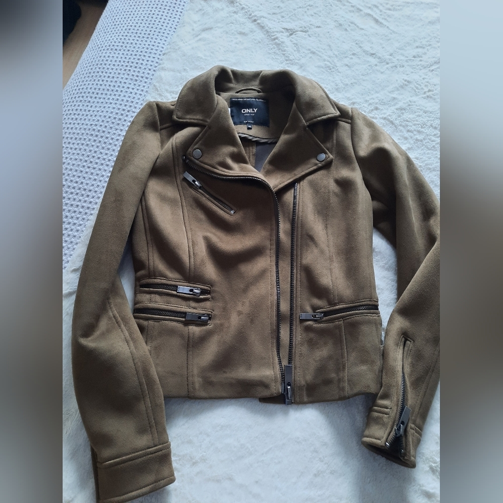 Biker jacket faux suede